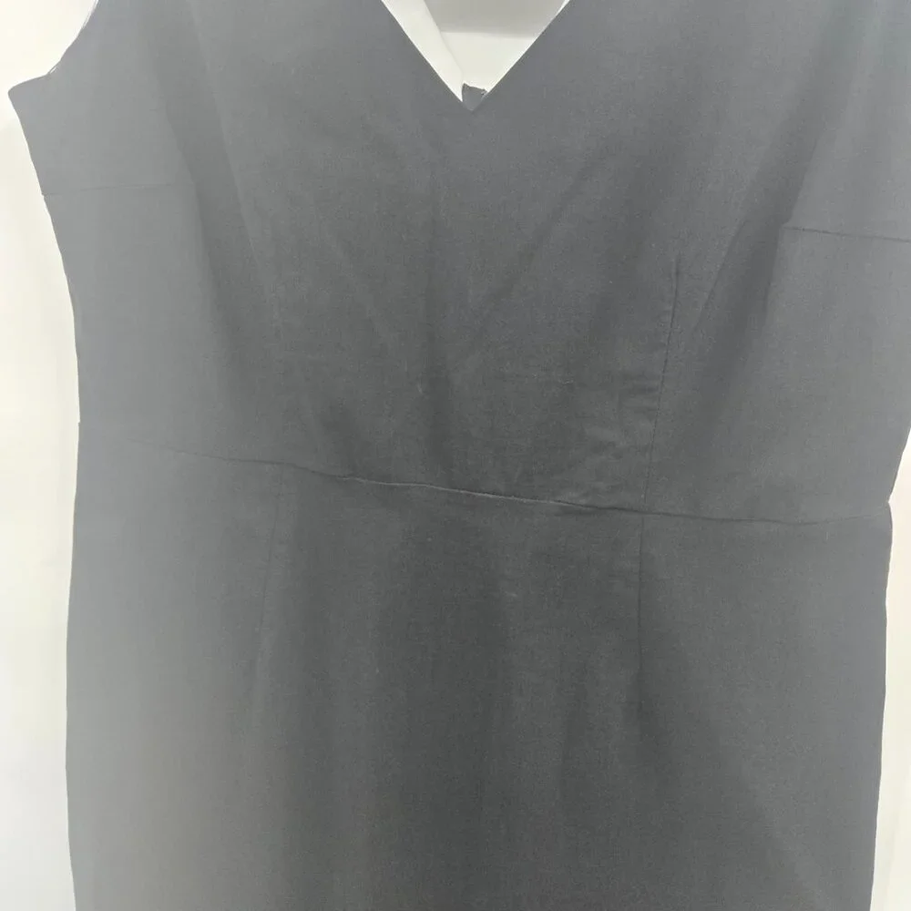 Tatyana Black White Triangle Cutout Back Collar Cotton Nylon Midi Dress 4x - Picture 4 of 12